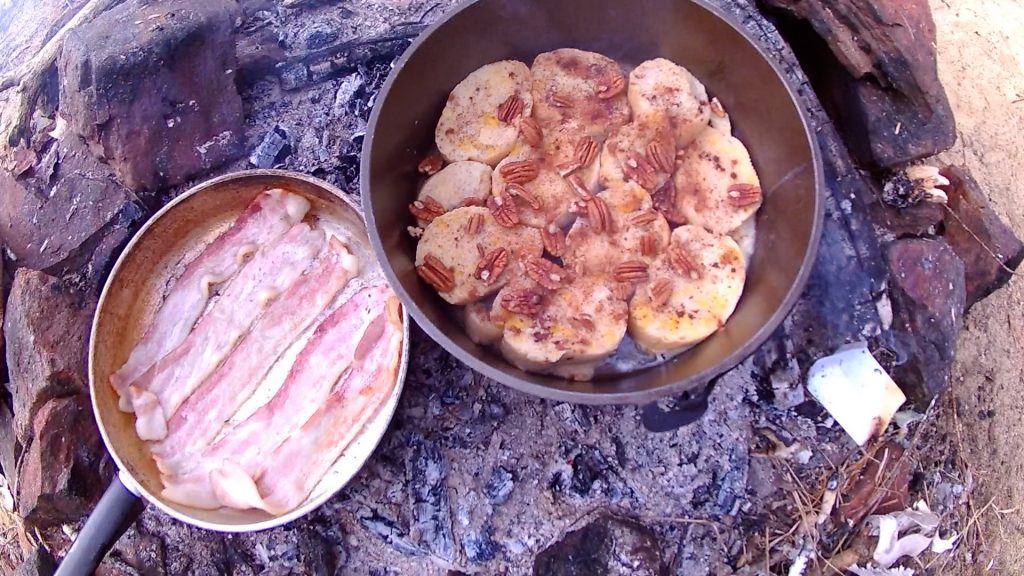 Dutch oven French Toast on the Machias River
