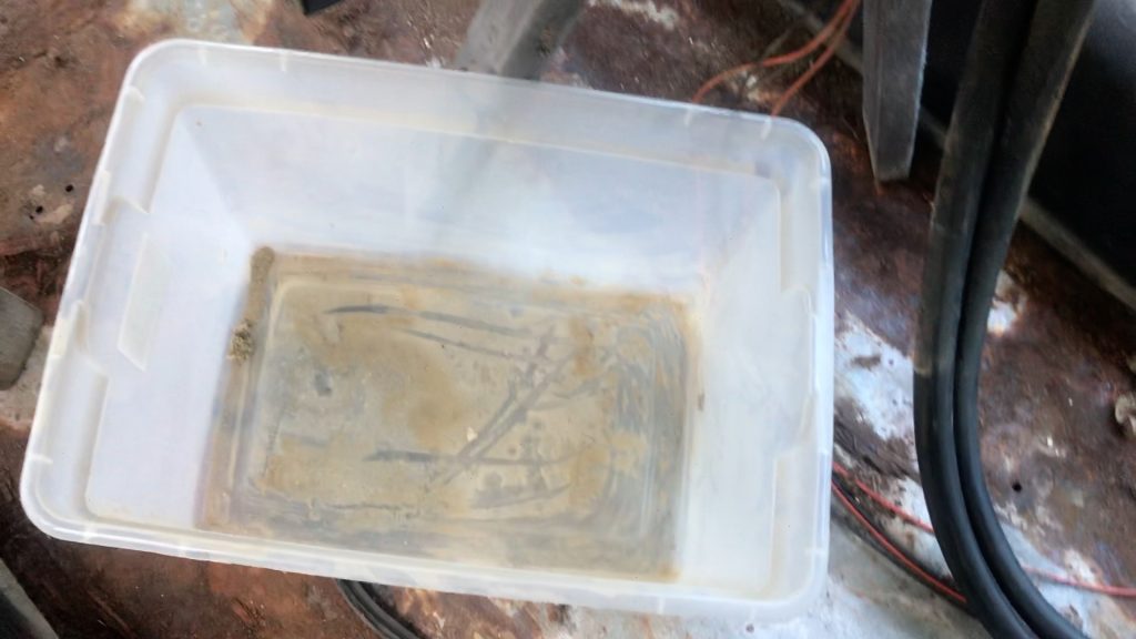 Bin to catch heater coolant when removing school bus heaters