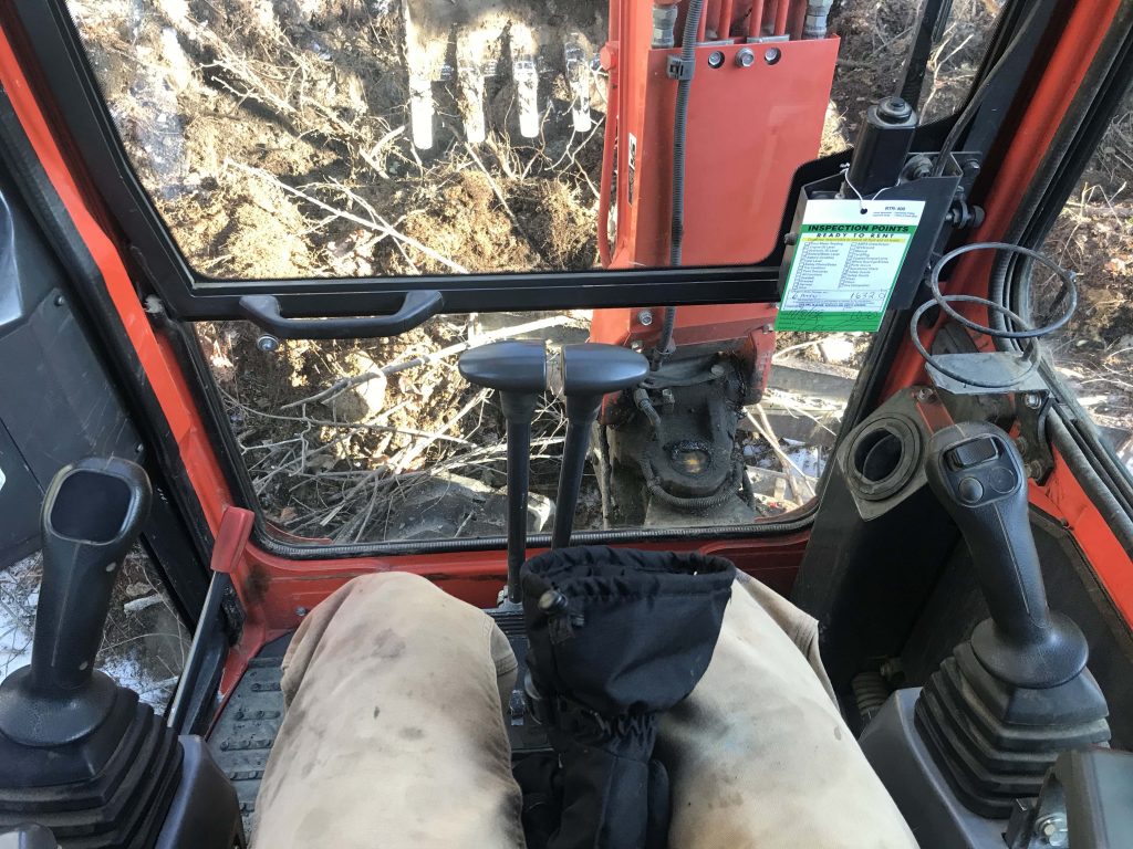 Excavator for Skoolie Driveway