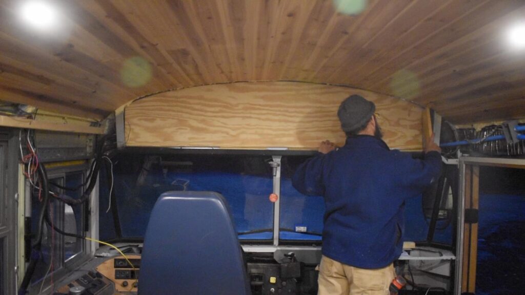 skoolie bulkhead plywood