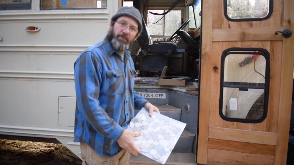 stone mat for skoolie stairwell