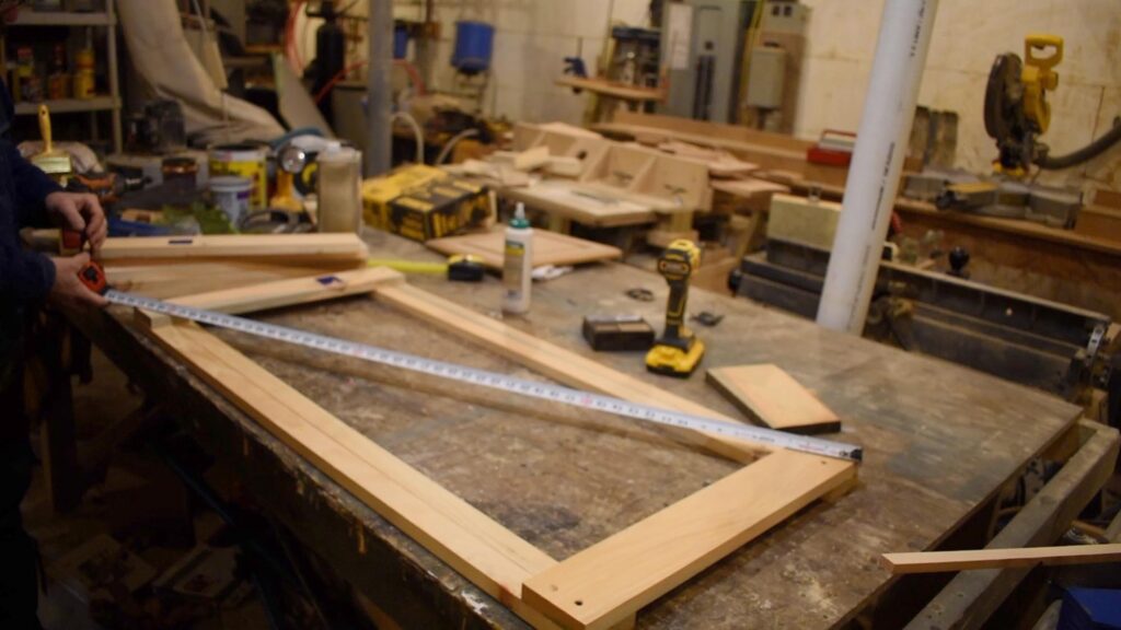 skoolie pullout couch squaring