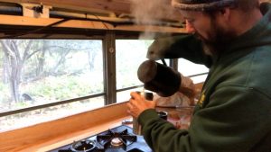 Coffee in the skoolie
