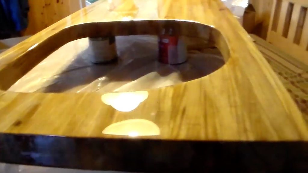 butcher block countertop drying