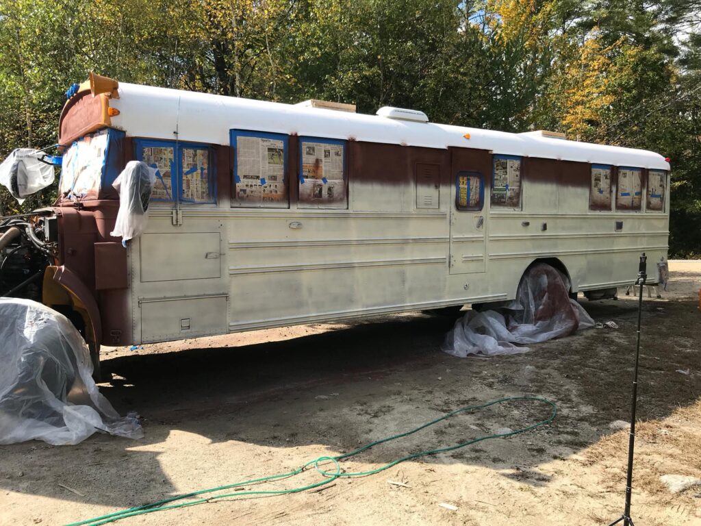skoolie paint job first coat